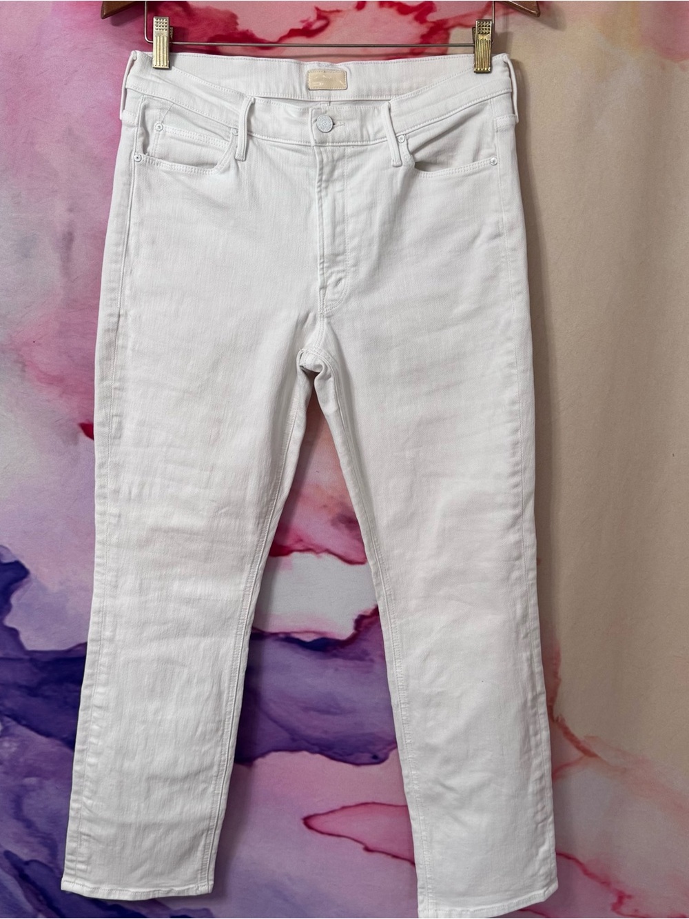 MOTHER Mid Rise Dazzler Ankle White Jeans